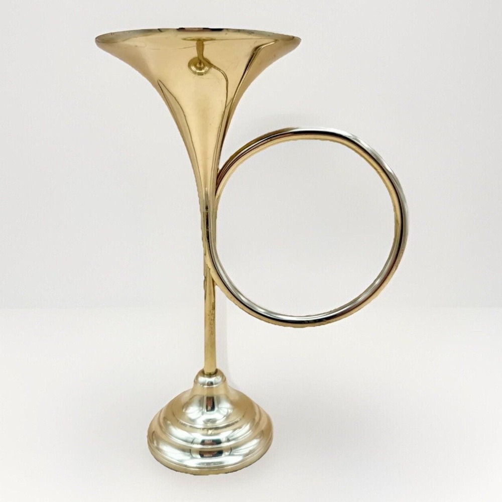 Vintage Bombay Company Solid Brass French Horn Candlestick Holder 9" 1.3 lbs - Picture 3 of 10